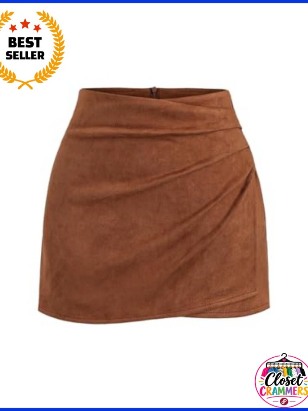 Suede Mini Skirt Ruched Bodycon Wrap Y2K Office Work Skirt